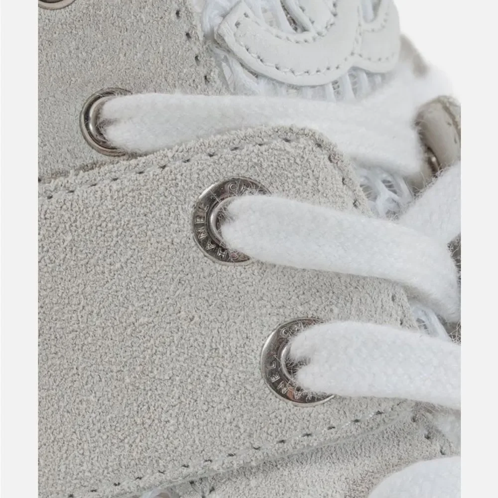 CHANEL Cream and White mesh Sneakers, US7